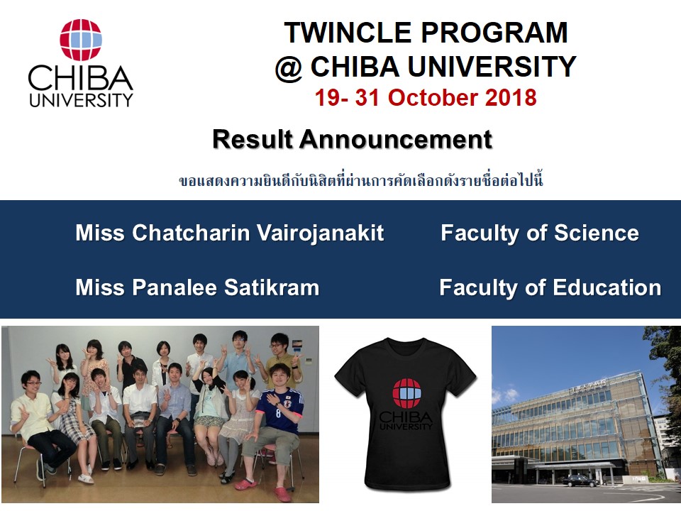 รายชื่อผู้ผ่านการคัดเลือกเข้าร่วมโครงการ Twincle Program